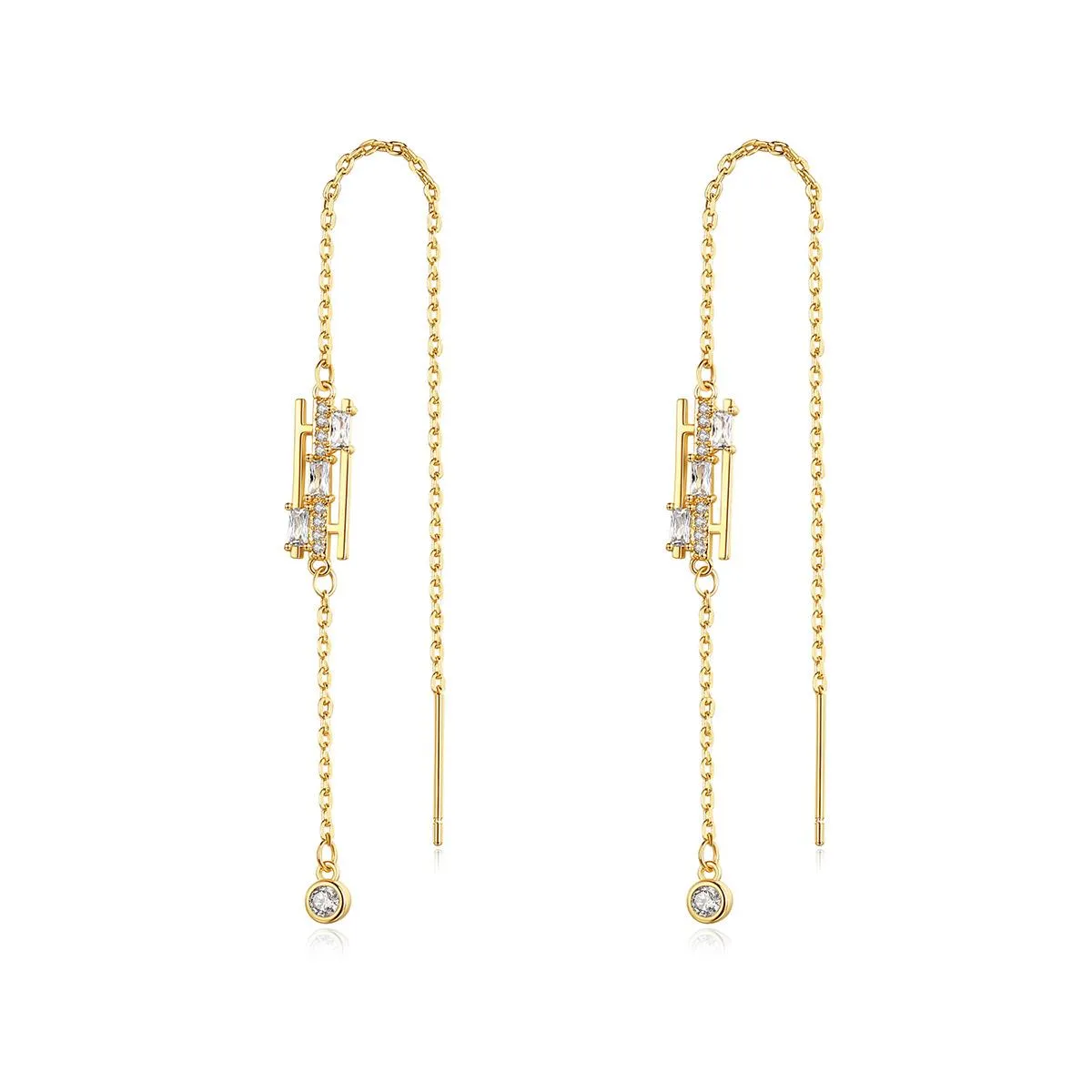 Cubic Zirconia & Crystal 18K Gold-Plated Ear Threaders