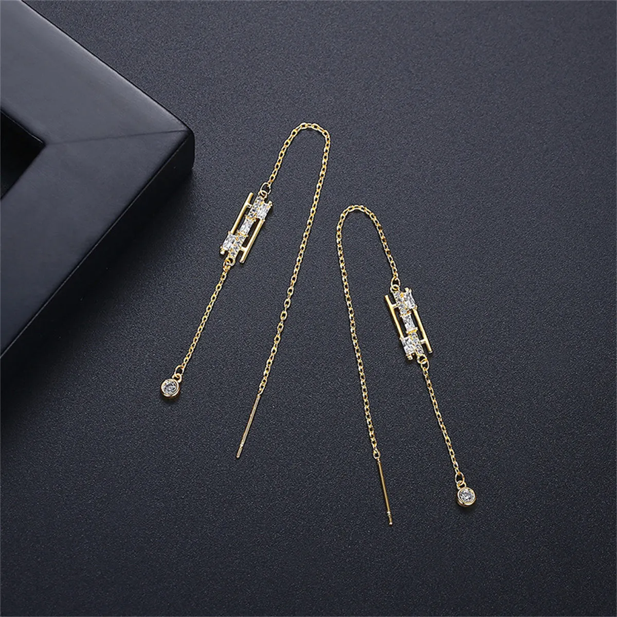 Cubic Zirconia & Crystal 18K Gold-Plated Ear Threaders