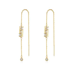 Cubic Zirconia & Crystal 18K Gold-Plated Ear Threaders