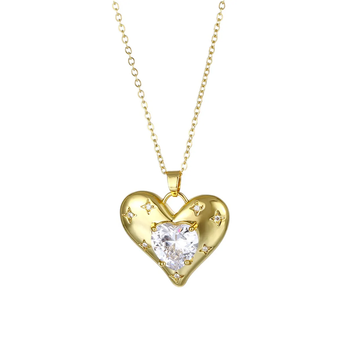 Cubic Zirconia & Crystal Heart Pendant Necklace