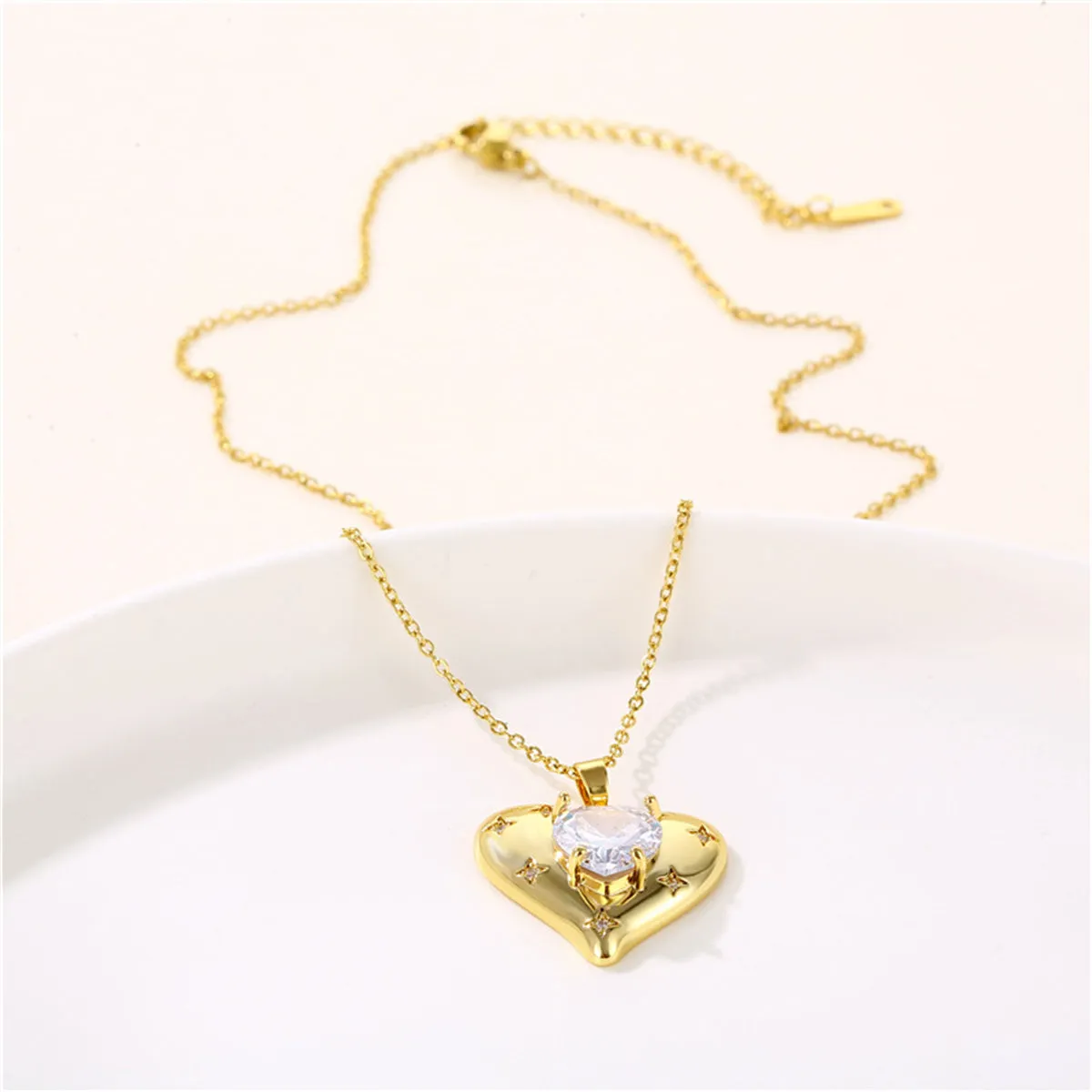 Cubic Zirconia & Crystal Heart Pendant Necklace