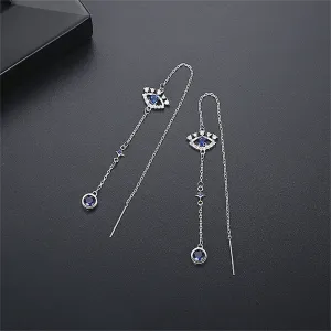 Cubic Zirconia & Crystal Silver-Plated Eye Ear Threaders