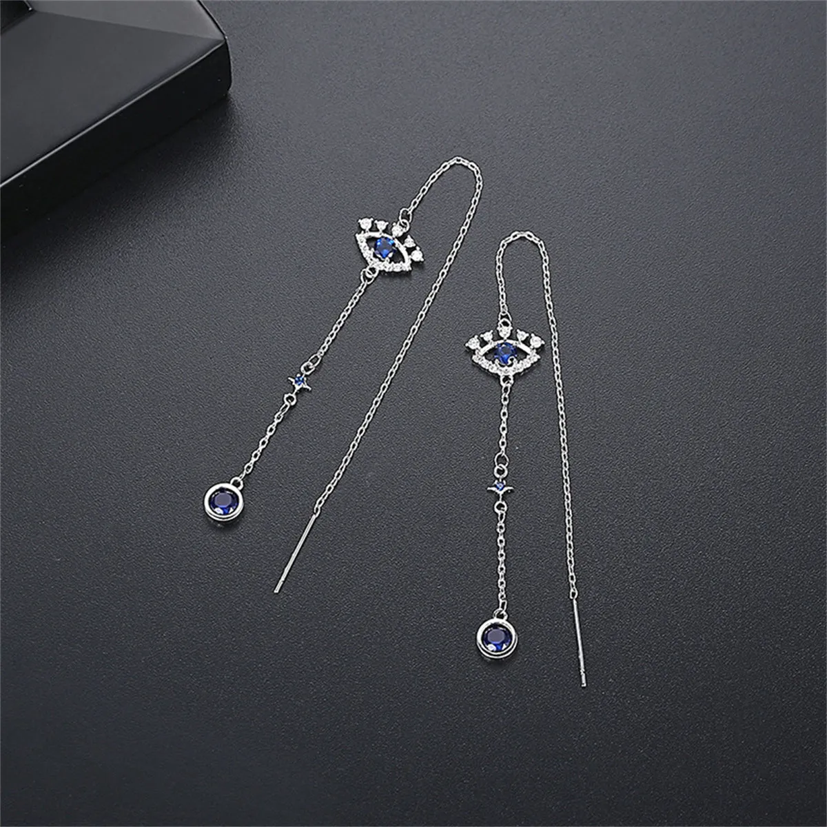 Cubic Zirconia & Crystal Silver-Plated Eye Ear Threaders
