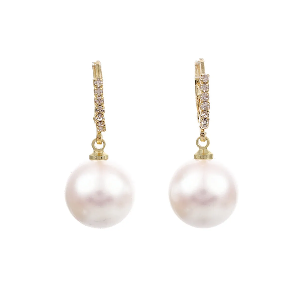Cubic Zirconia & Pearl Huggie Drop Earrings