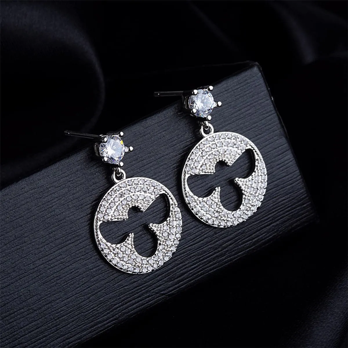 Cubic Zirconia & Silver-Plated Bee Drop Earrings