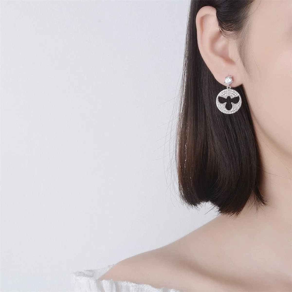 Cubic Zirconia & Silver-Plated Bee Drop Earrings