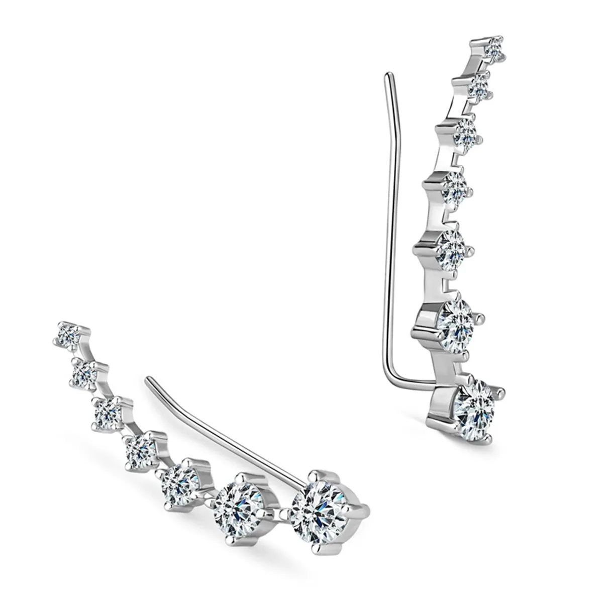 Cubic Zirconia & Silver-Plated Ear Climber