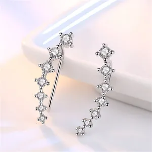 Cubic Zirconia & Silver-Plated Ear Climber