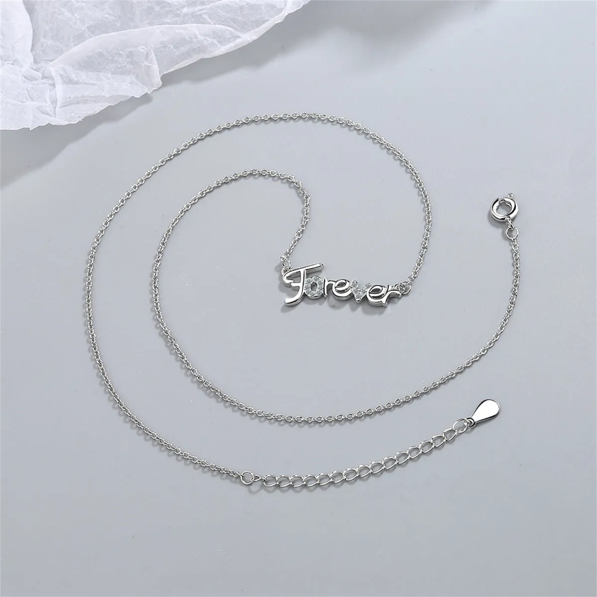 Cubic Zirconia & Silver-Plated 'Forever' Pendant Necklace