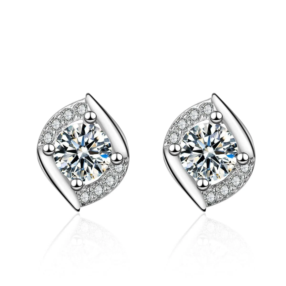 Cubic Zirconia & Silver-Plated Rhombus Spiral Stud Earrings
