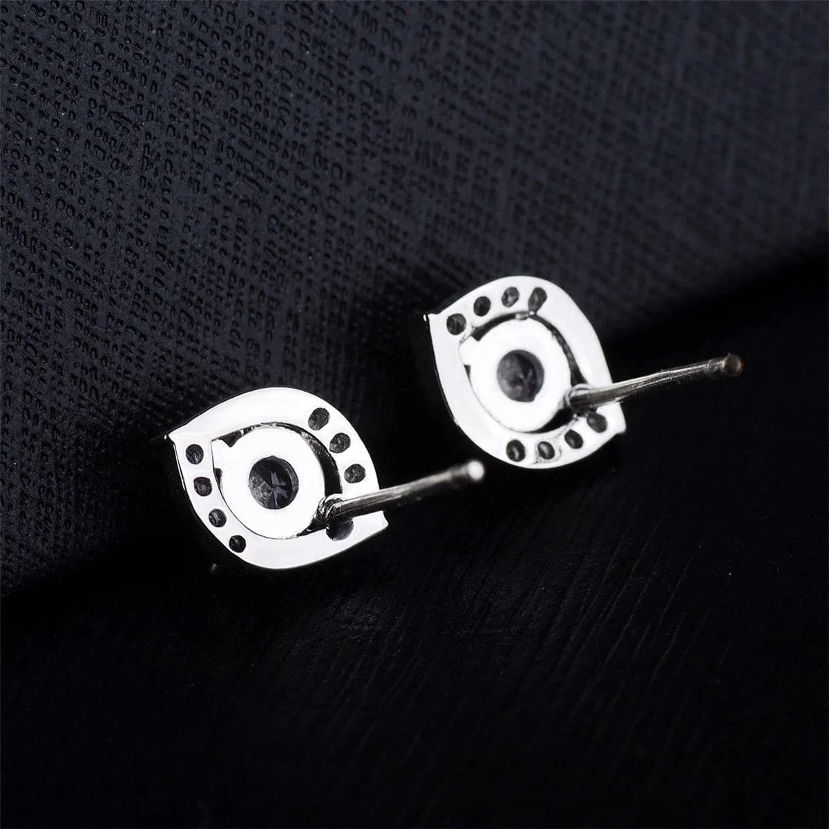 Cubic Zirconia & Silver-Plated Rhombus Spiral Stud Earrings