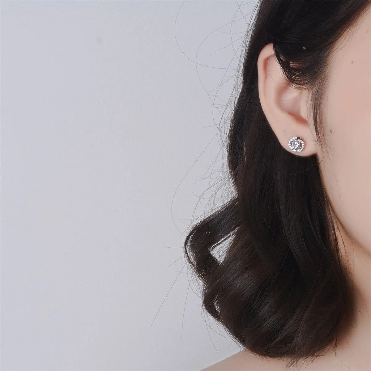 Cubic Zirconia & Silver-Plated Round-Cut Spiral Stud Earrings