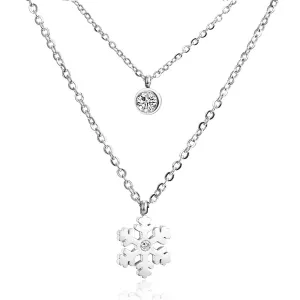 Cubic Zirconia & Silver-Plated Snowflake Layered Pendant Necklace