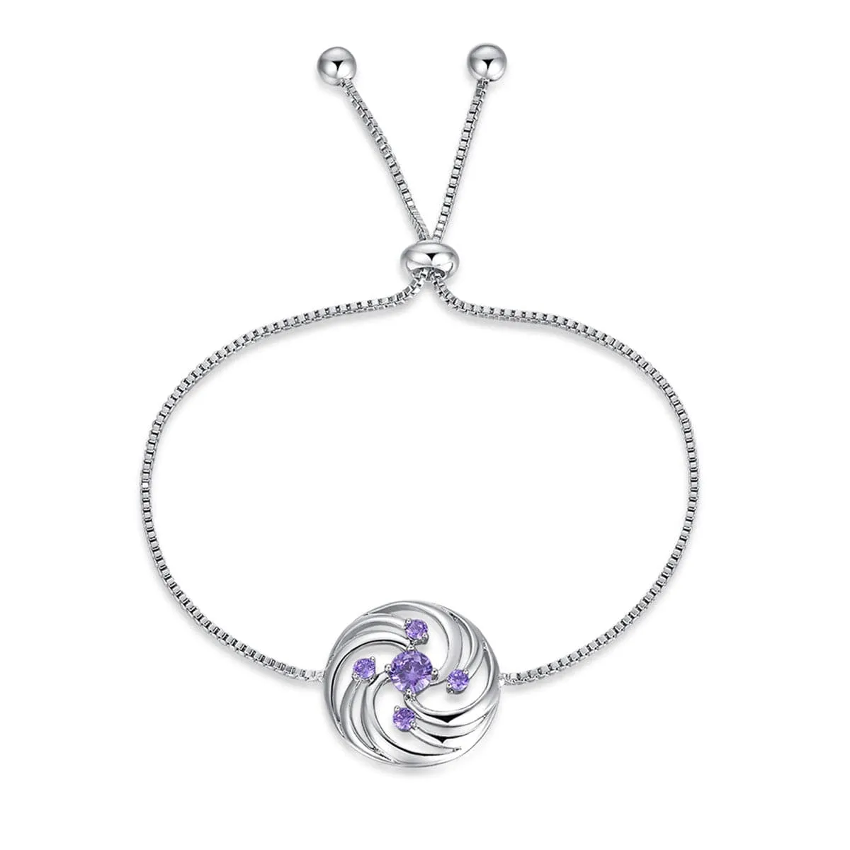 Cubic Zirconia & Silver-Plated Vortex Charm Bracelet