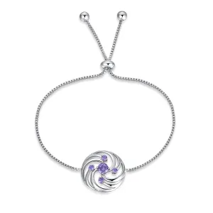 Cubic Zirconia & Silver-Plated Vortex Charm Bracelet