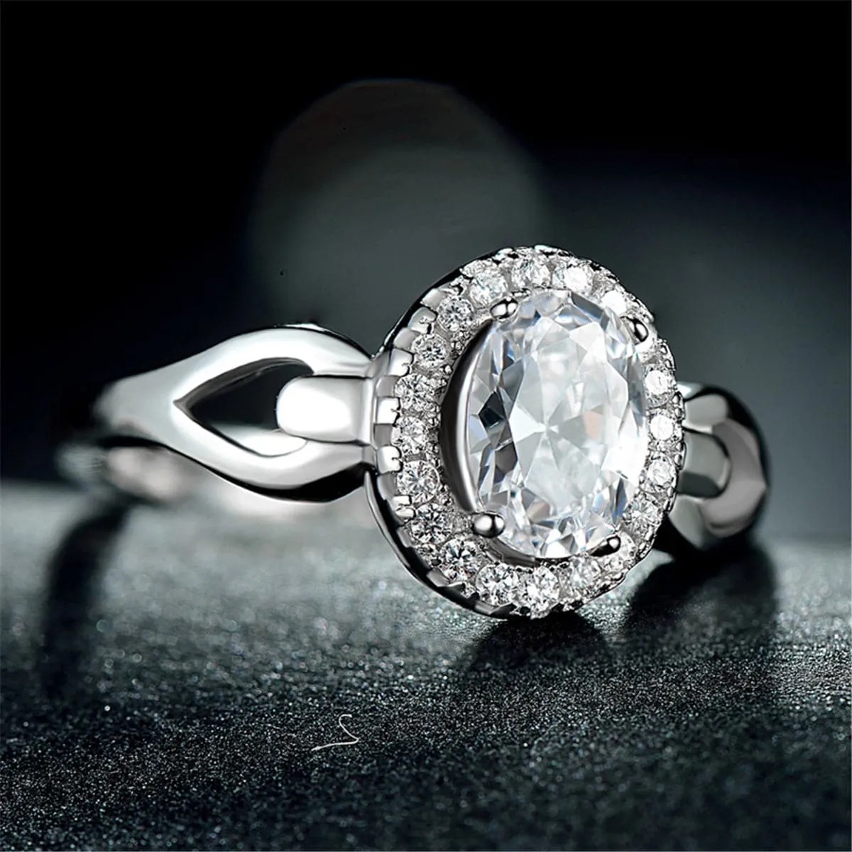 Cubic Zirconia & Sterling Silver Hola Adjustable Ring