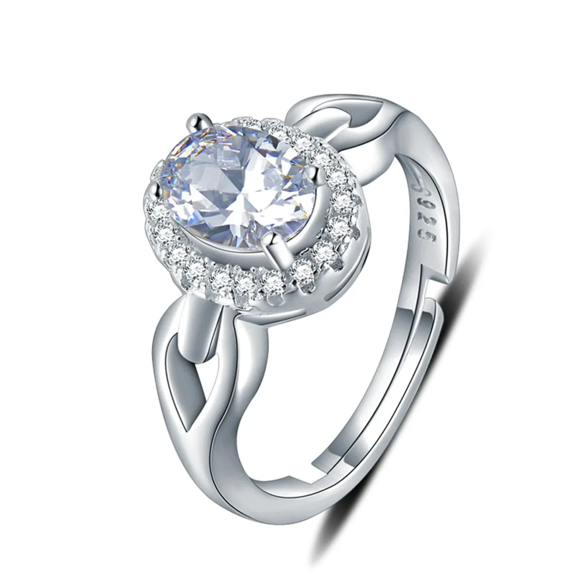 Cubic Zirconia & Sterling Silver Hola Adjustable Ring