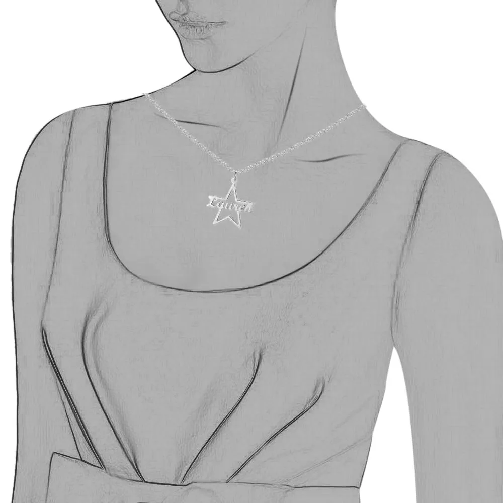 Custom Made Name Star Necklace & Pendants Personalized Real 925 Sterling Silver Nameplate Gift for Mother