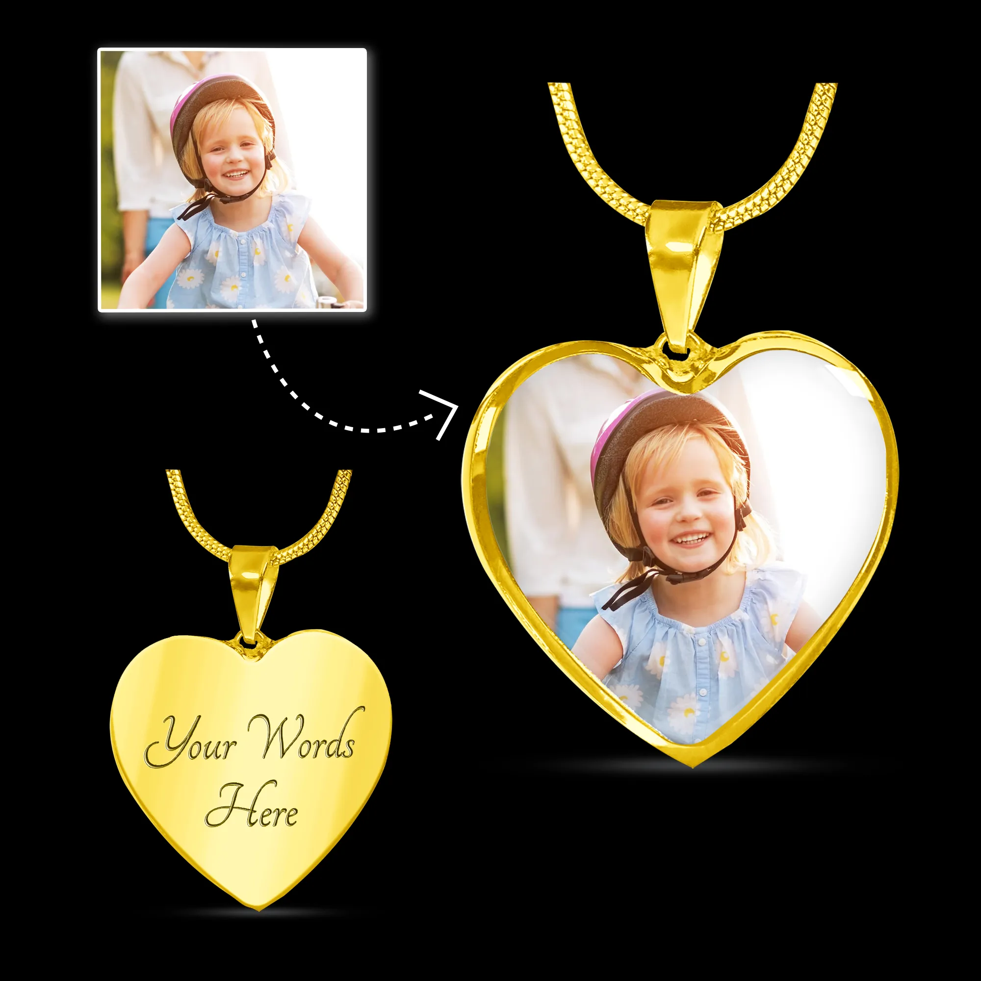 Custom Photo Heart Pendant Necklace