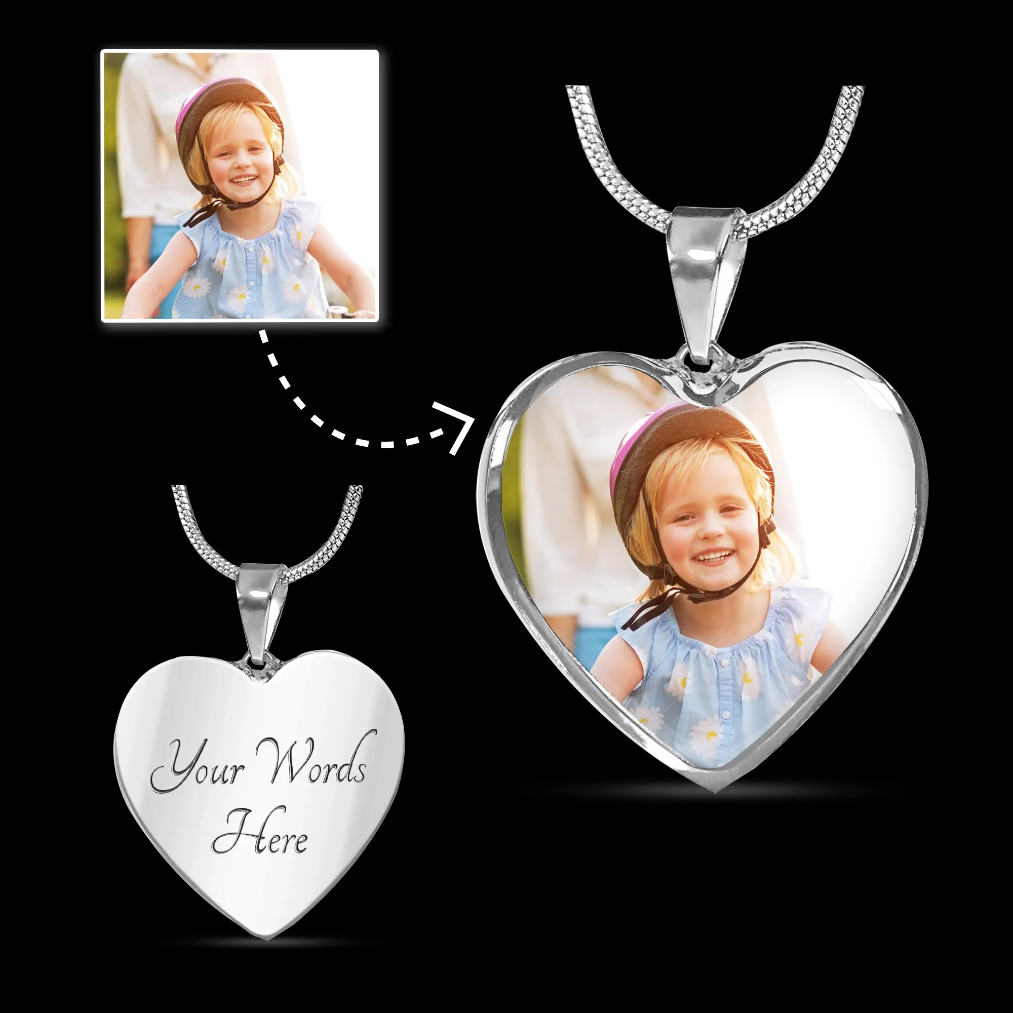 Custom Photo Heart Pendant Necklace