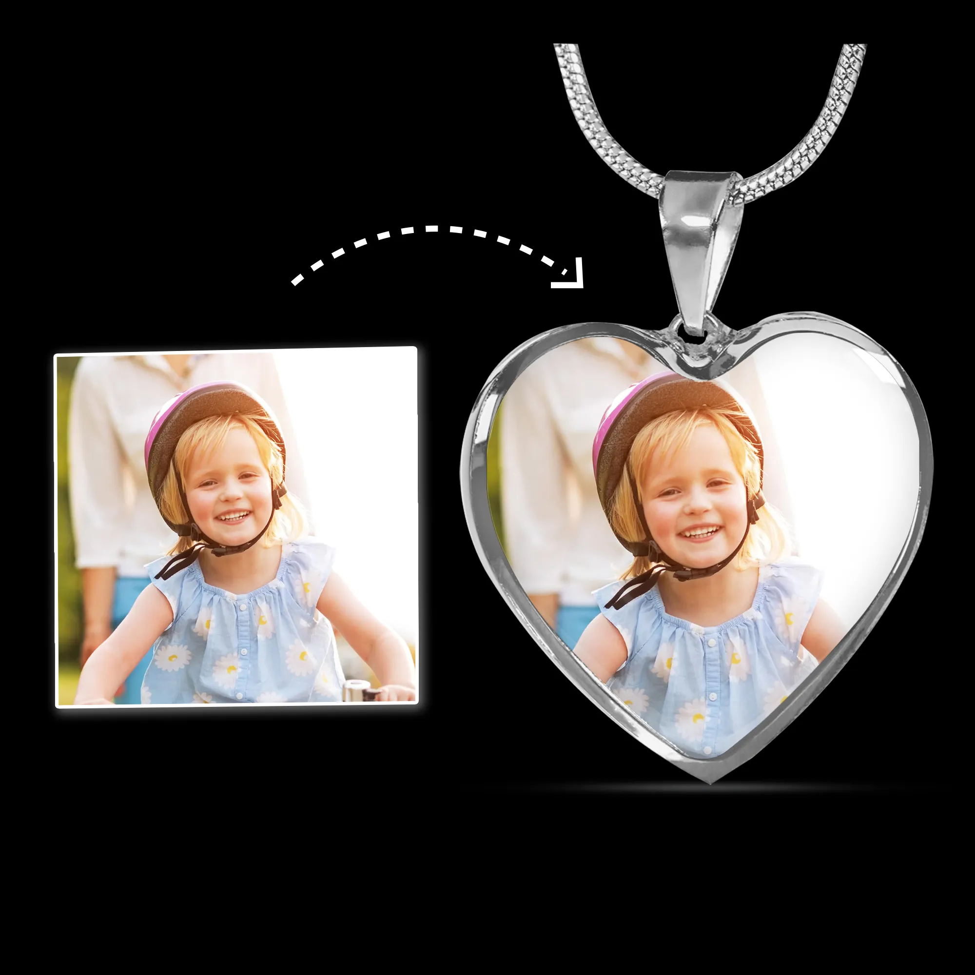 Custom Photo Heart Pendant Necklace