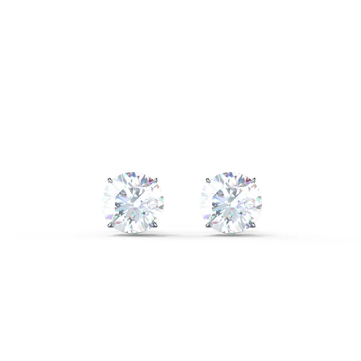 Custom Round Brilliant Diamond Stud Earrings - 1.5 cts each, J SI1 Natural GIA Certified