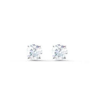 Custom Round Brilliant Diamond Stud Earrings - 1.5 cts each, J SI1 Natural GIA Certified