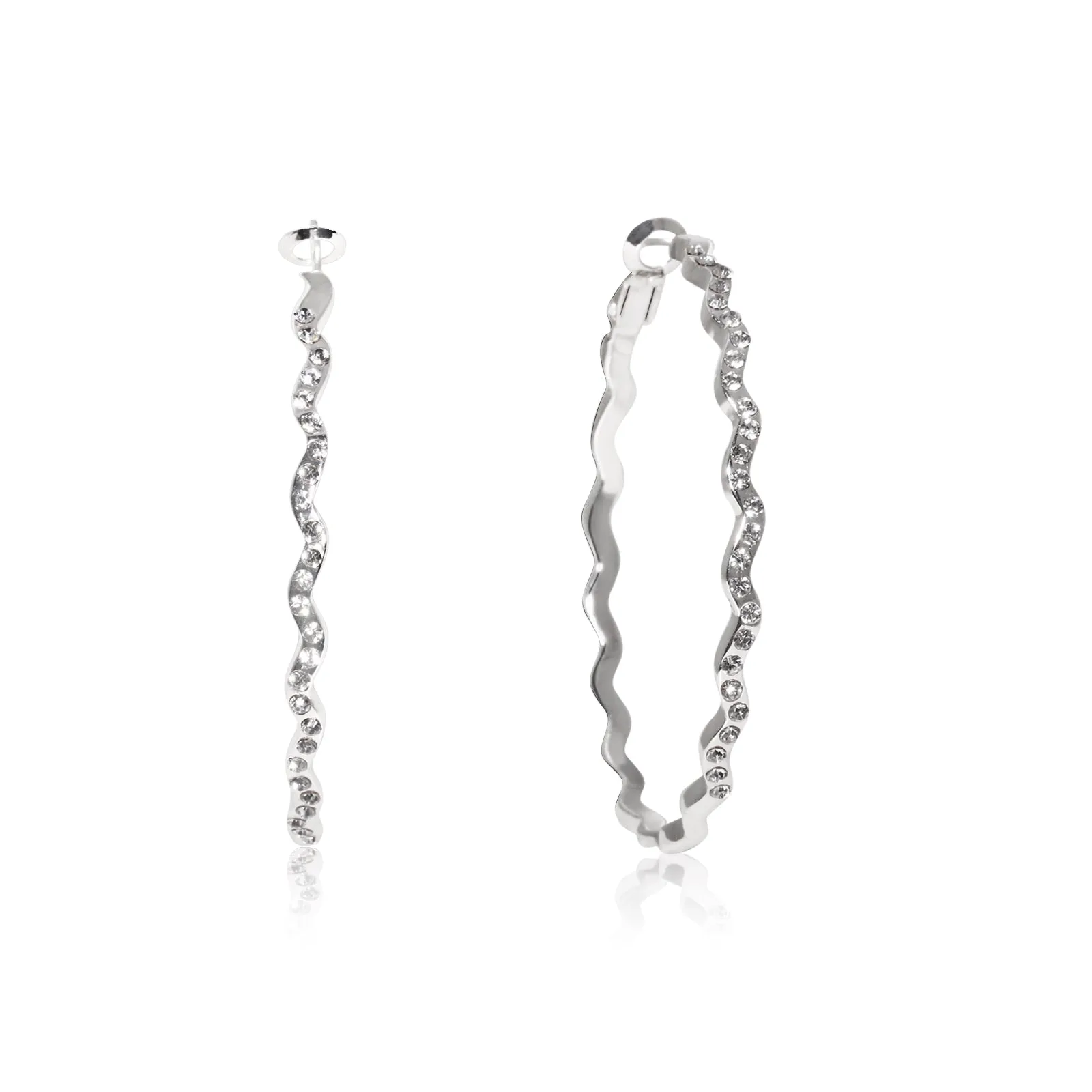 CZ Paved Silver Big Hoops