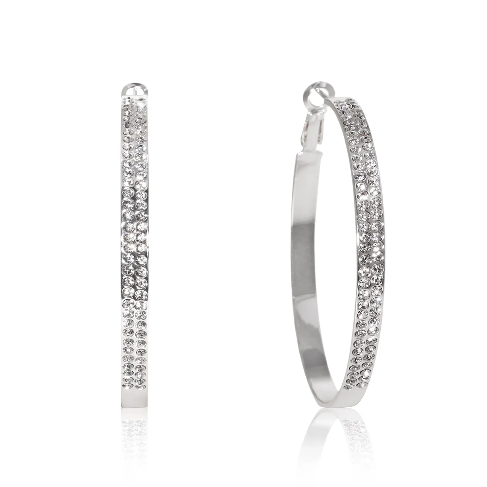CZ Paved Silver Big Hoops