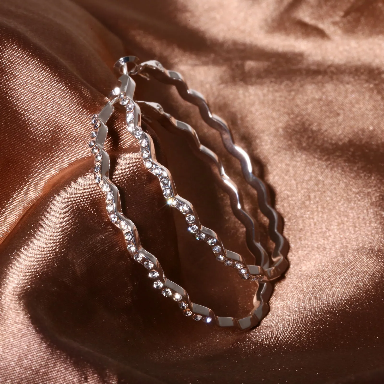 CZ Paved Silver Big Hoops