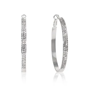 CZ Paved Silver Big Hoops