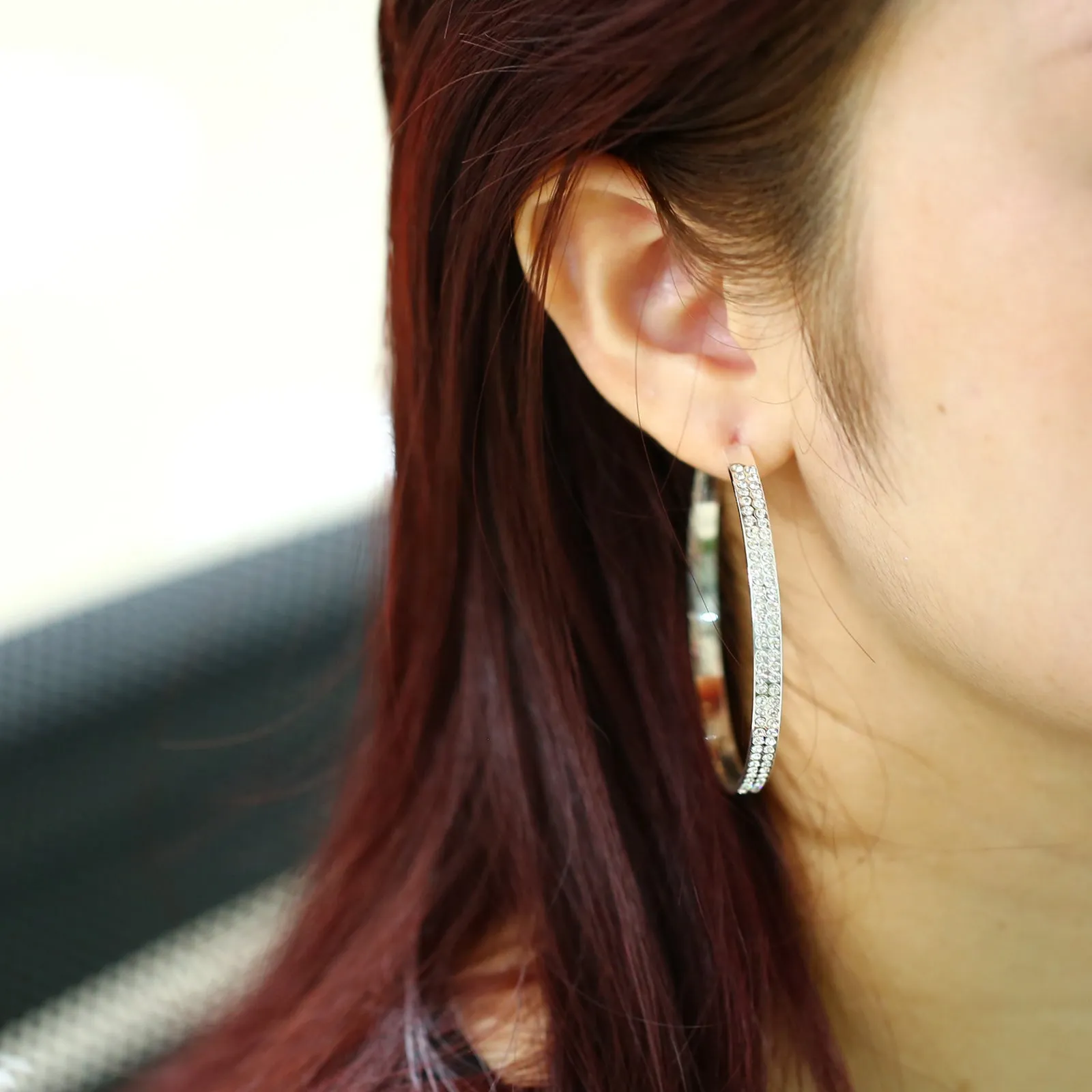 CZ Paved Silver Big Hoops