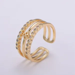 Dainty triple band stacking ring Mini Clover Ring in Open Adjustable ring