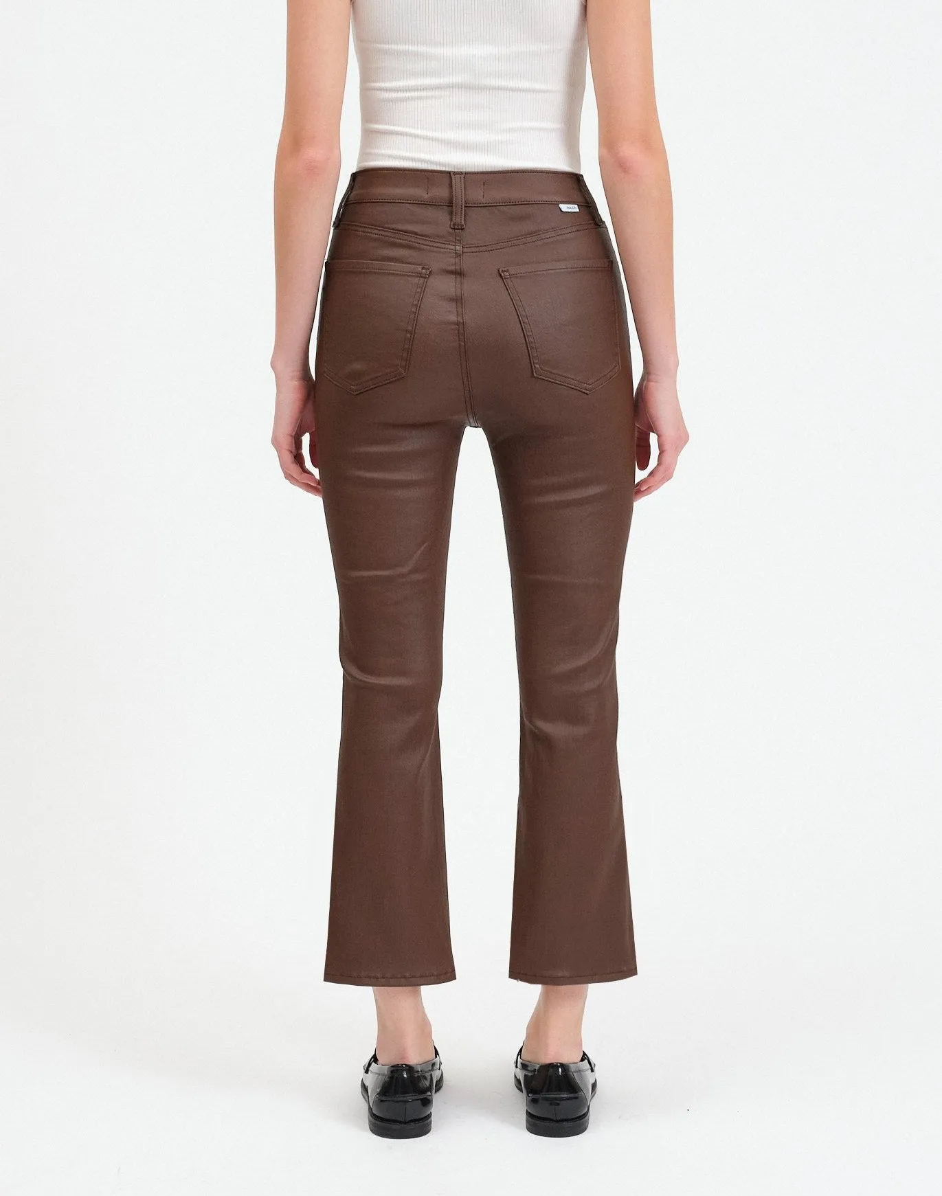 Daze Shy Girl High Rise Crop Flare - Coated Espresso