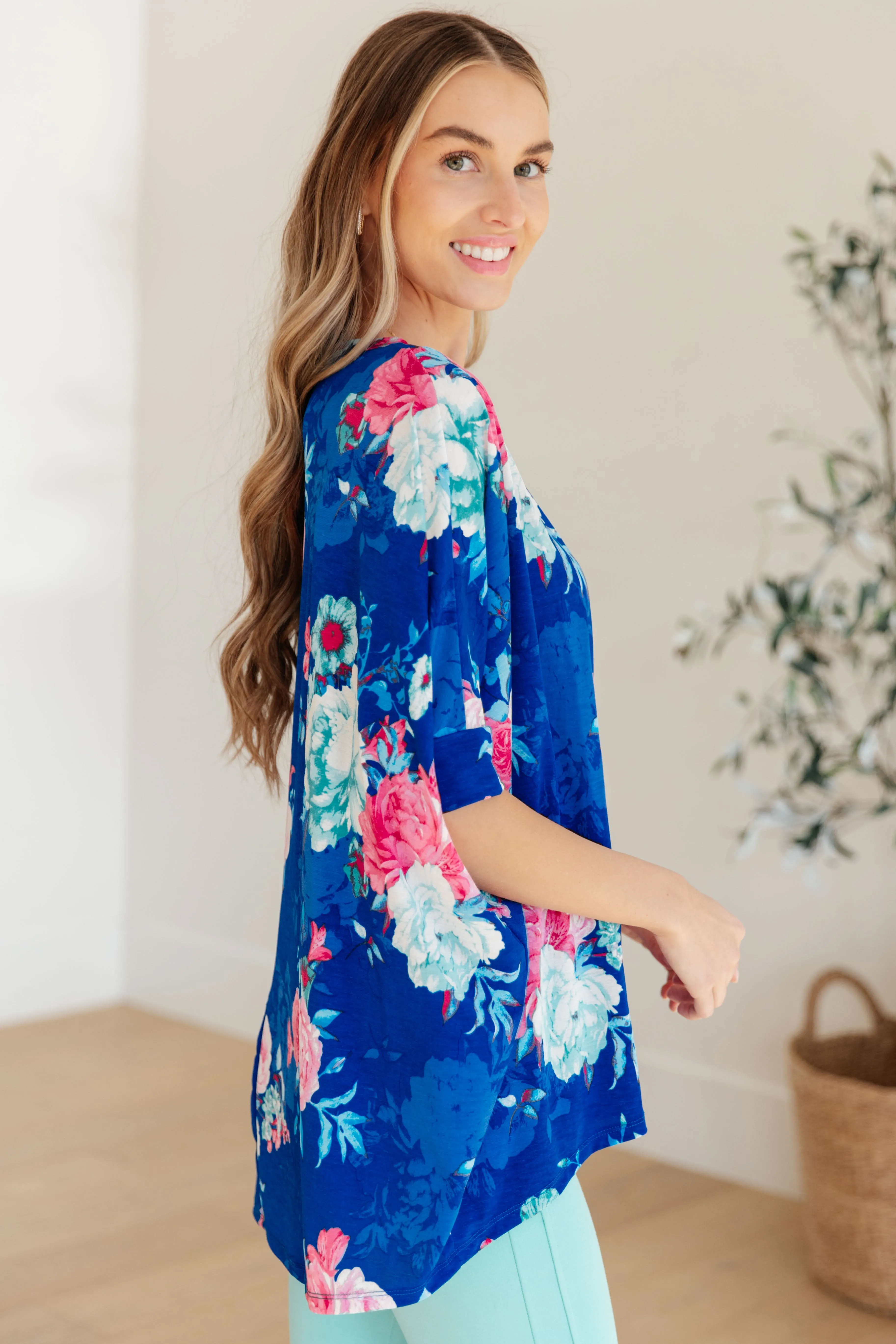 Dear Scarlett Royal and Pink Floral Essential Blouse