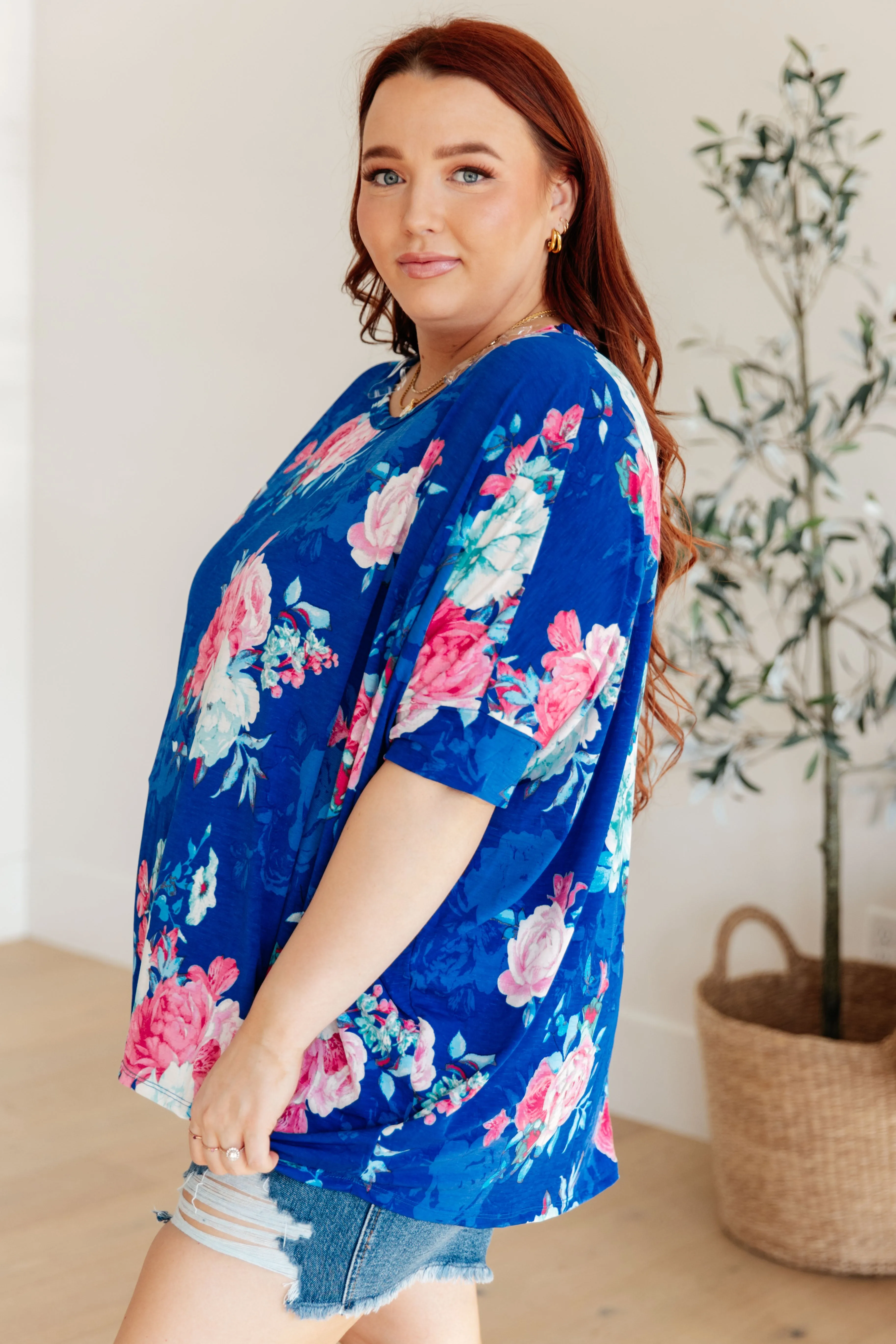 Dear Scarlett Royal and Pink Floral Essential Blouse