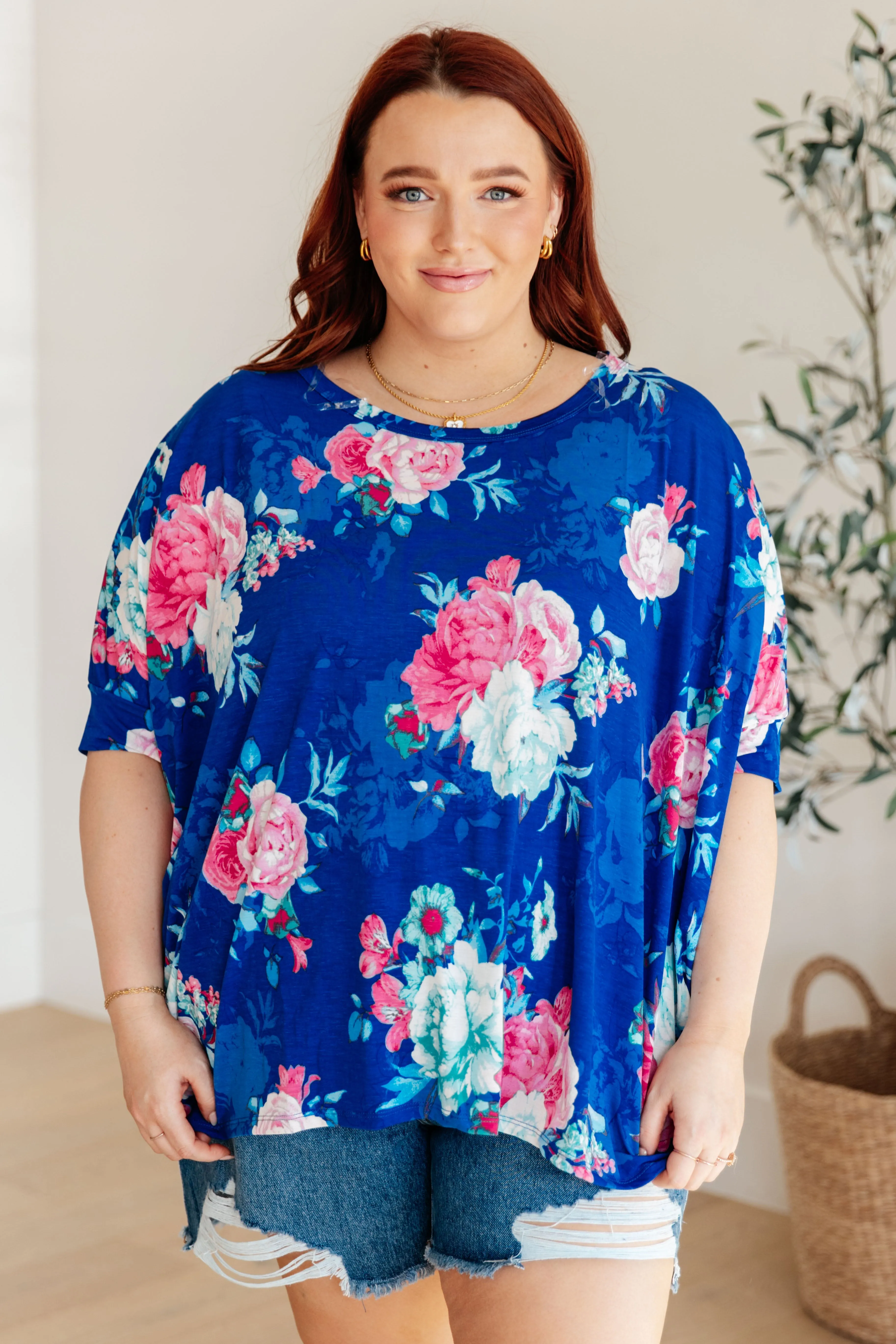 Dear Scarlett Royal and Pink Floral Essential Blouse