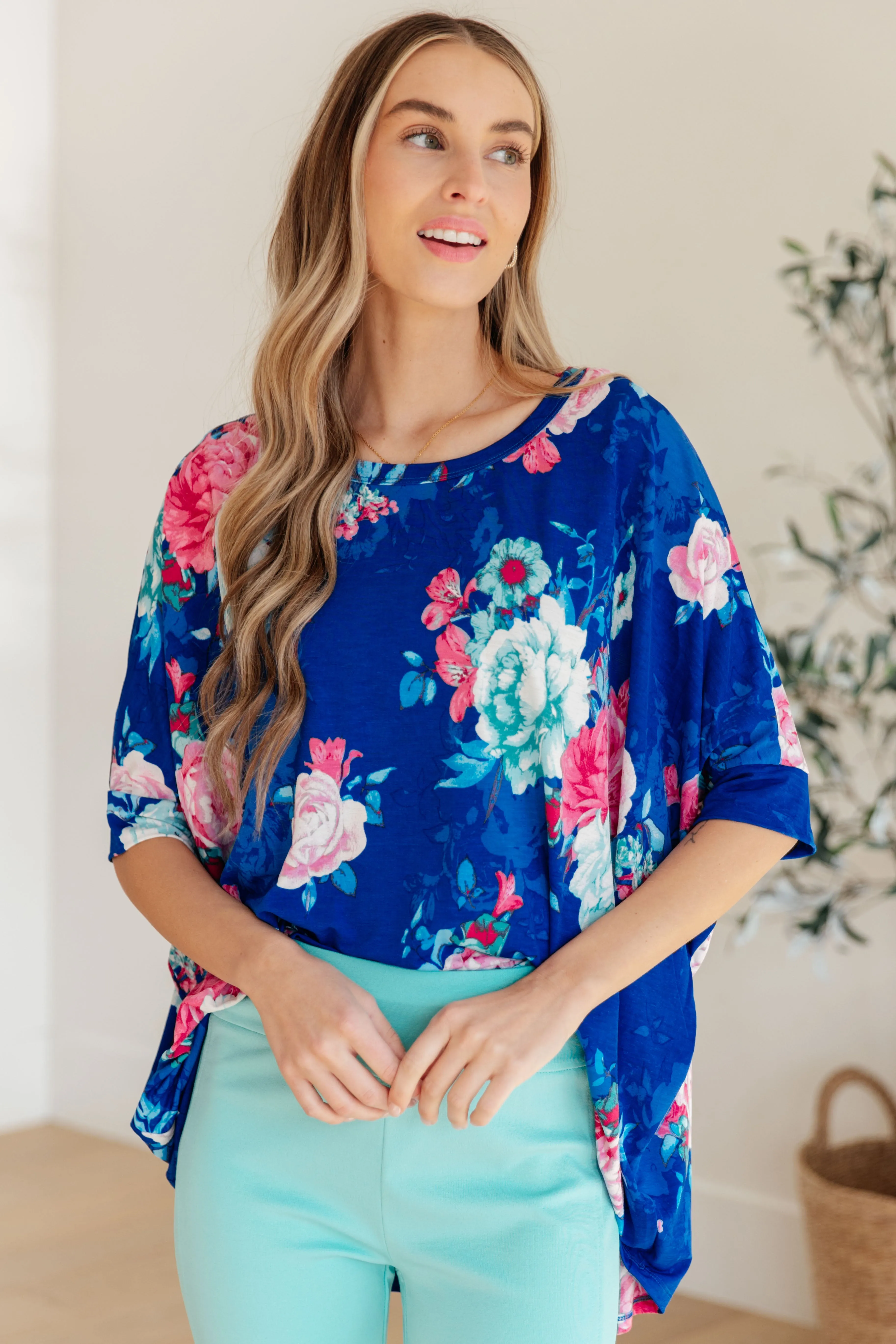 Dear Scarlett Royal and Pink Floral Essential Blouse