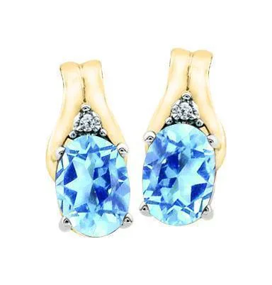 December Birthstone Earring with Diamond Accent set in 10k Yellow gold