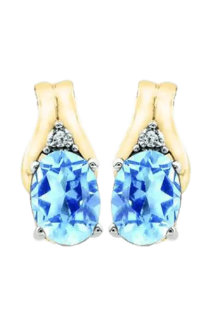December Birthstone Earring with Diamond Accent set in 10k Yellow gold