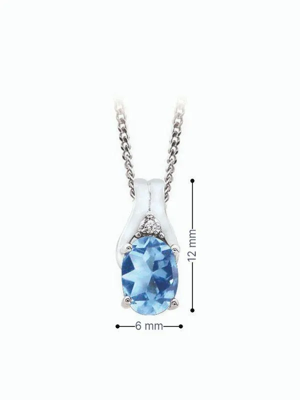 December Birthstone Pendant with Diamond Accent set in 10K White Gold