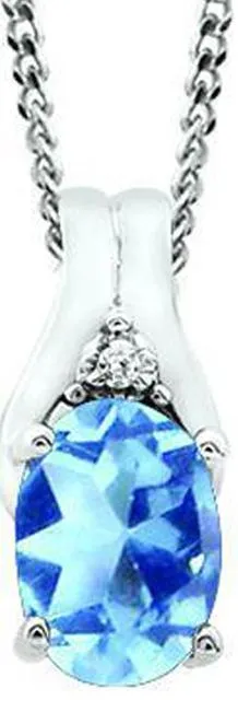 December Birthstone Pendant with Diamond Accent set in 10K White Gold
