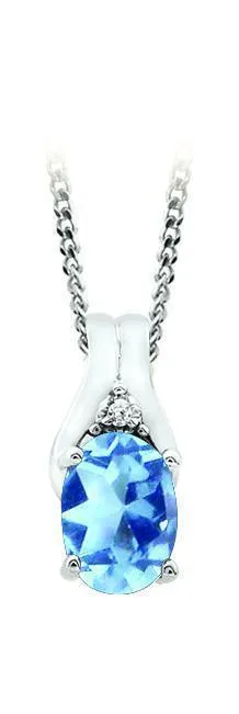 December Birthstone Pendant with Diamond Accent set in 10K White Gold