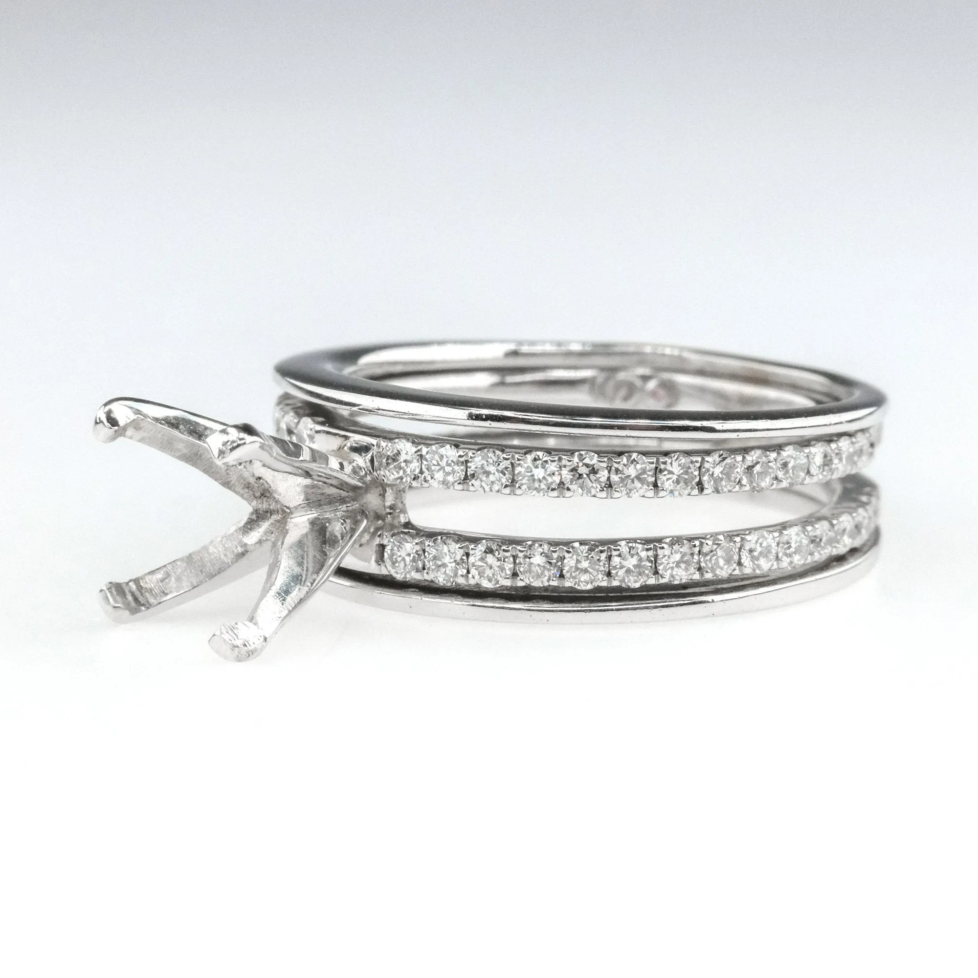 Demarco 1.20ctw Diamond Accented Semi Mount Engagement Ring in 18K White Gold