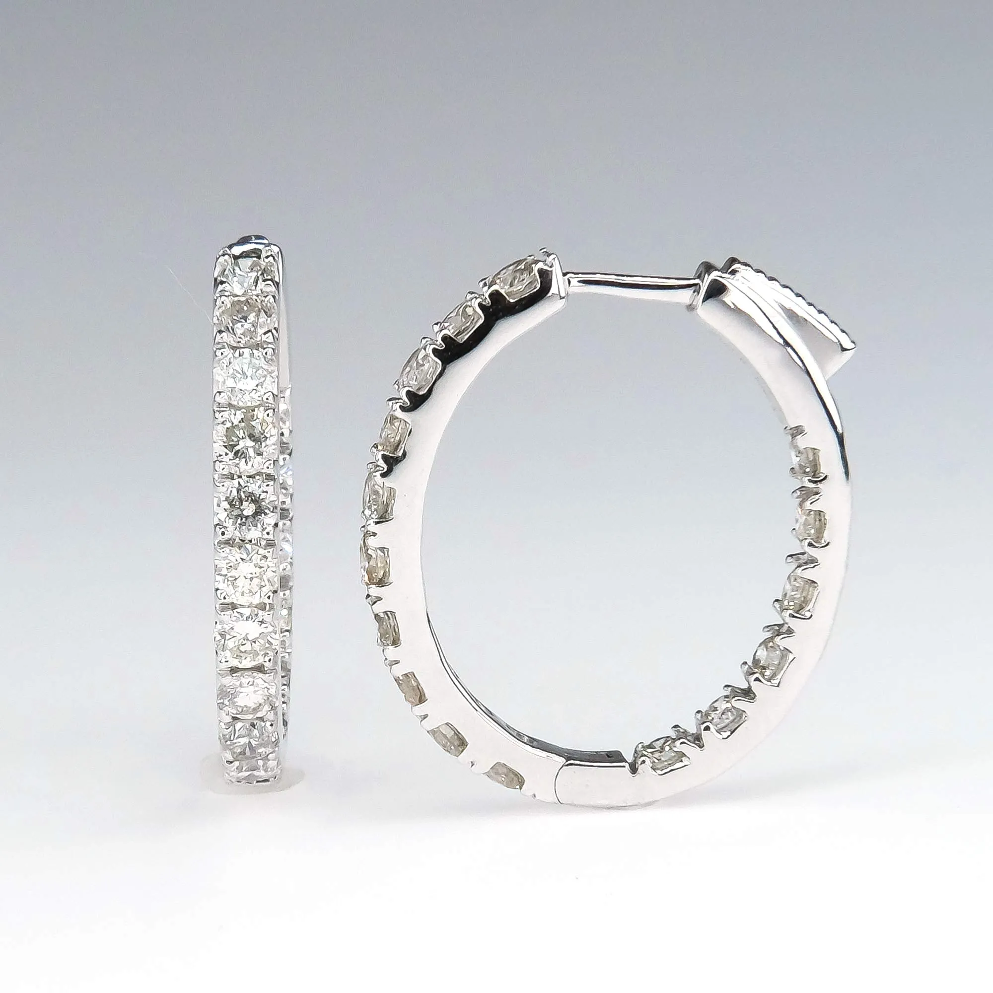 Diamond 2.00ctw Inside Out Hoop Earrings in 14K White Gold