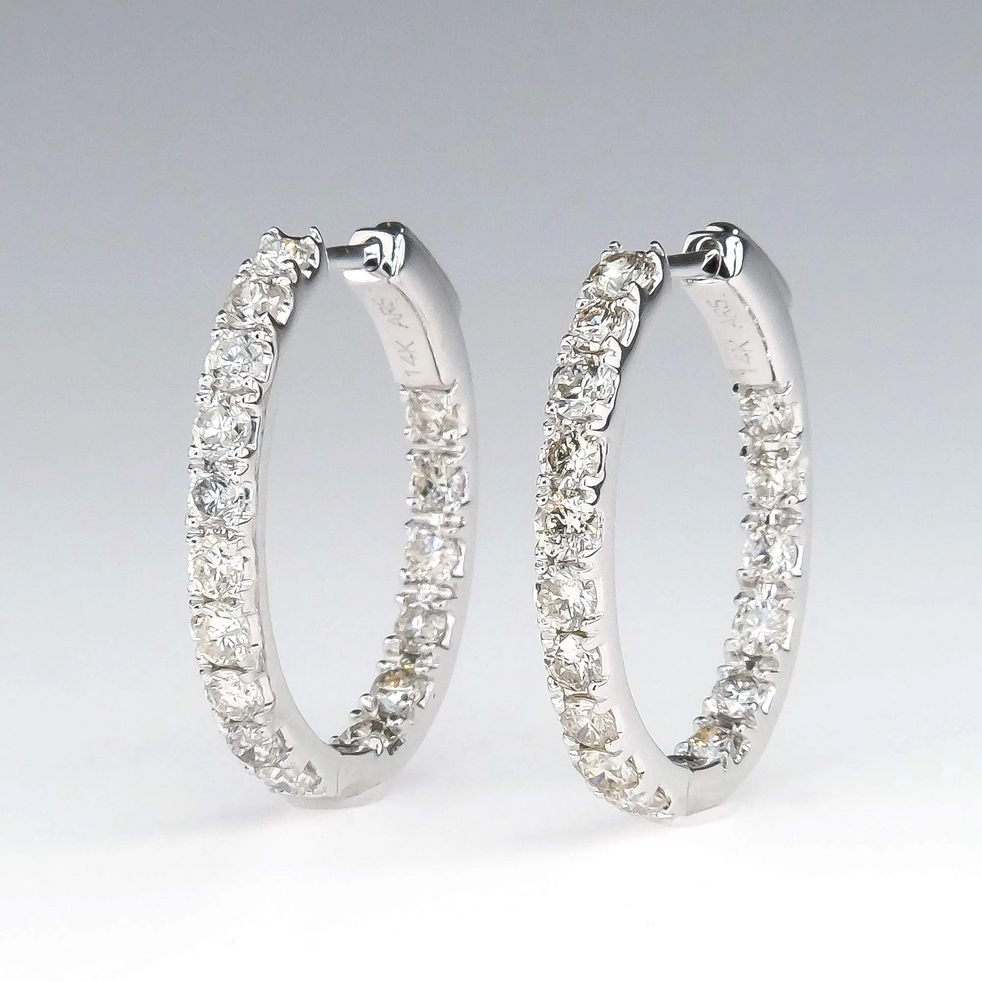 Diamond 2.00ctw Inside Out Hoop Earrings in 14K White Gold