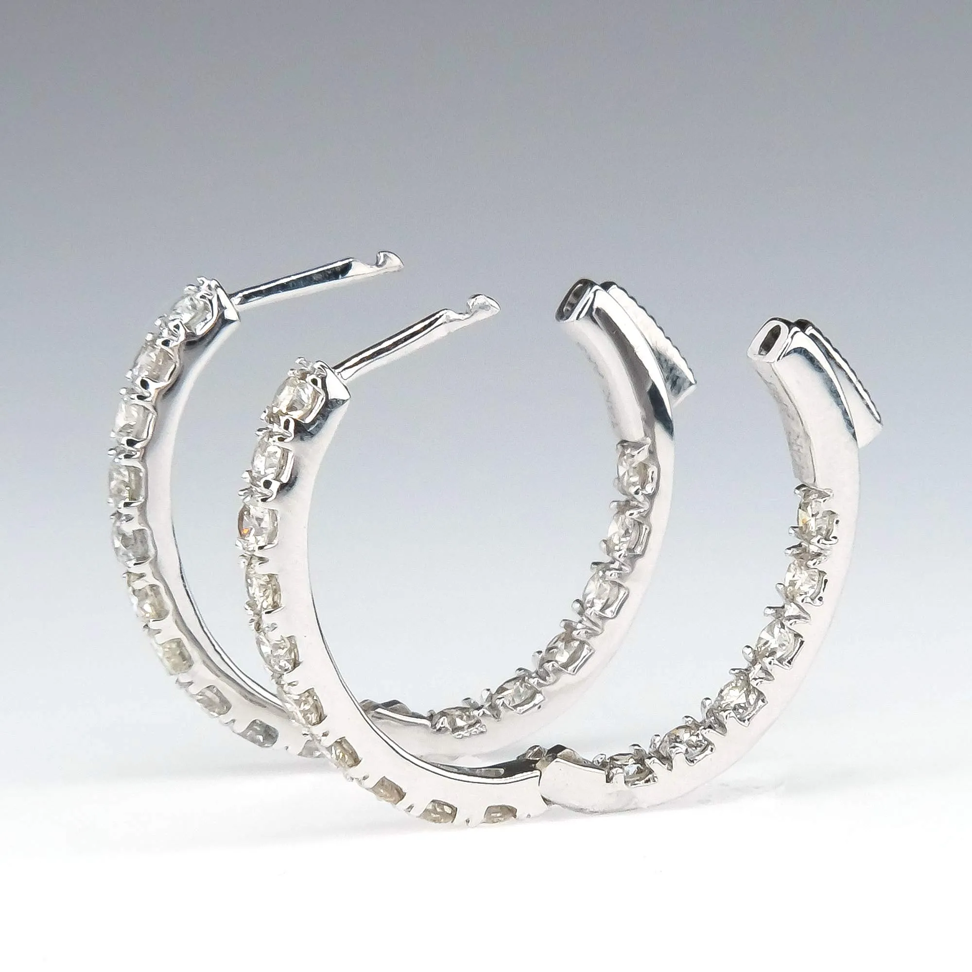 Diamond 2.00ctw Inside Out Hoop Earrings in 14K White Gold