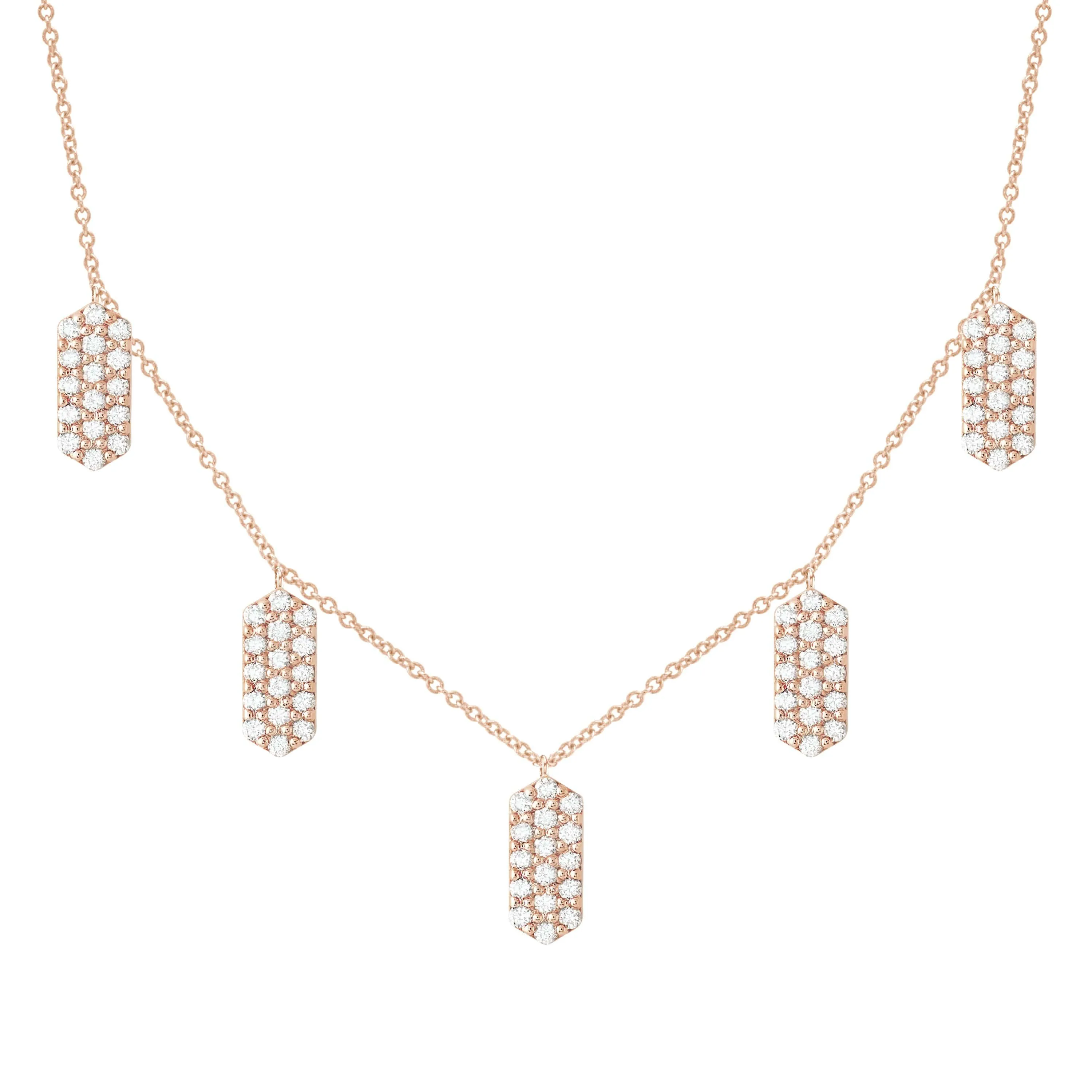 Diamond Five Marquis Charm Necklace | Rose Gold
