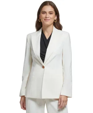 DKNY Peak-Collar Single-Button Long-Sleeve Blazer UI2J7680 Egg Nog Off White 2