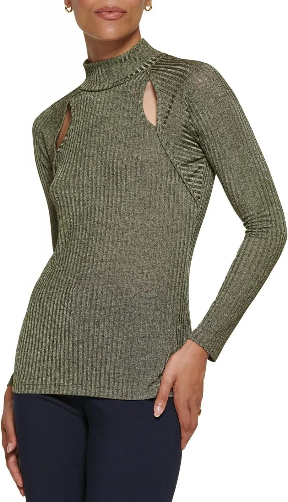 DKNY Women's Basic Essential Long Sleeve Knit Top UH2TG159